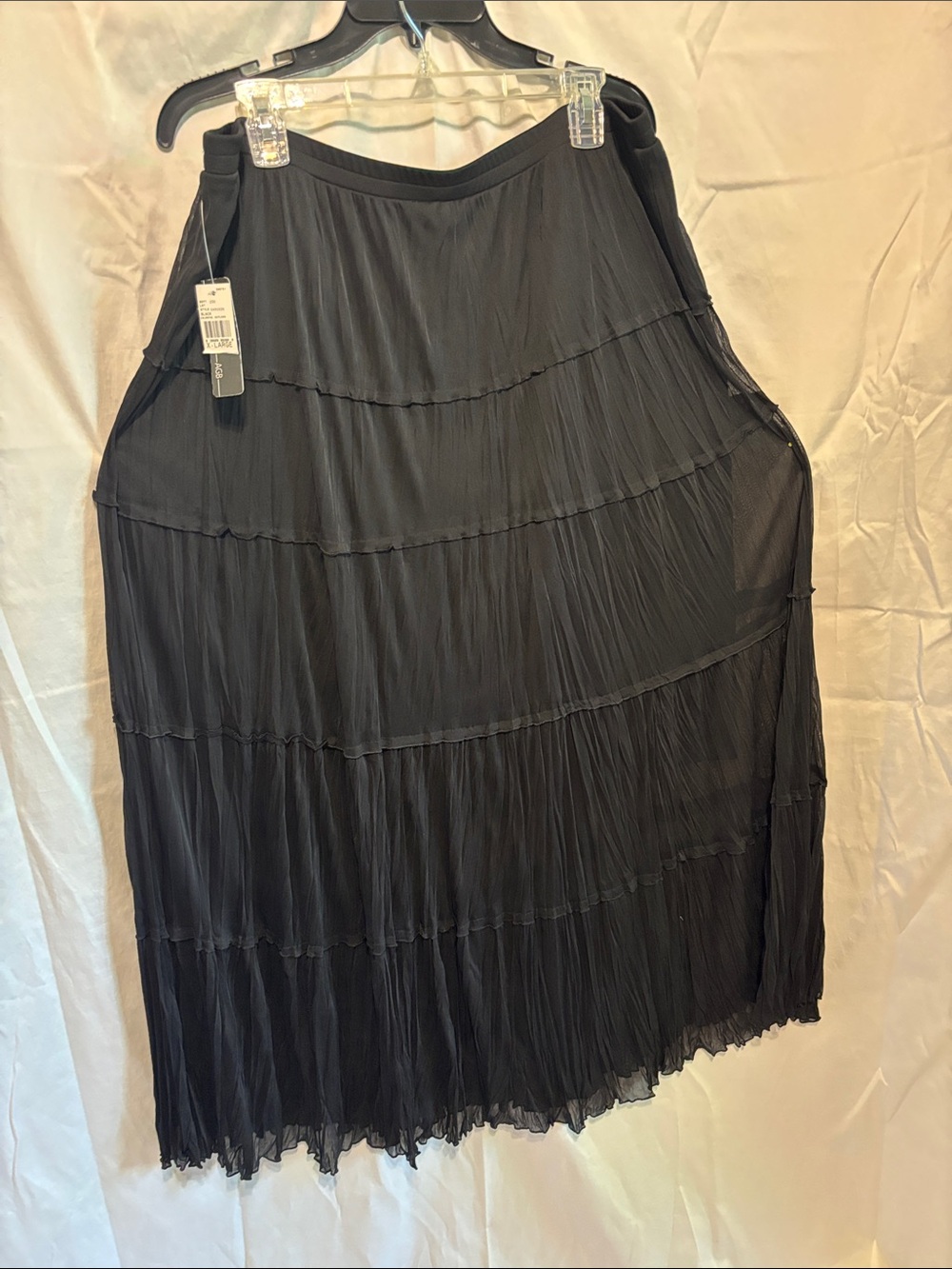 Black Tiered Pleated Maxi Skirt - skirt to above knee, sheer overlay to floor